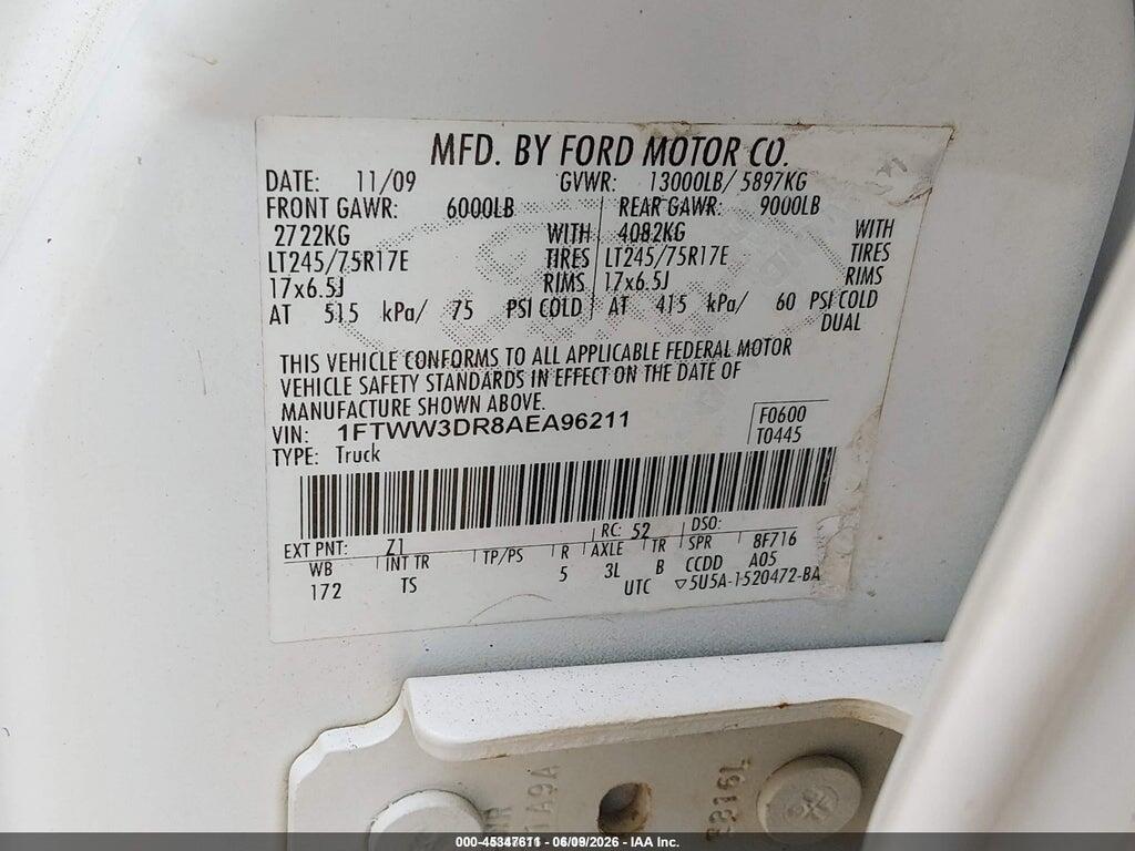 1FTWW3DR8AEA96211 2010 FORD F-350 photo no. 9