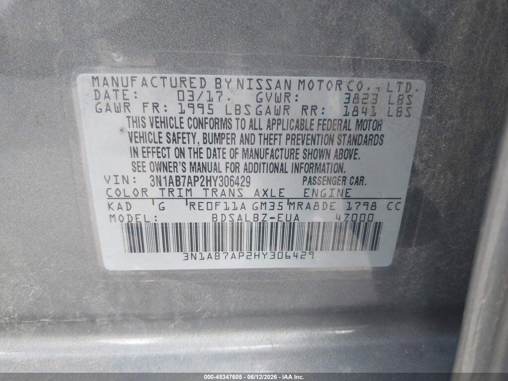 3N1AB7AP2HY306429 2017 NISSAN SENTRA photo no. 9
