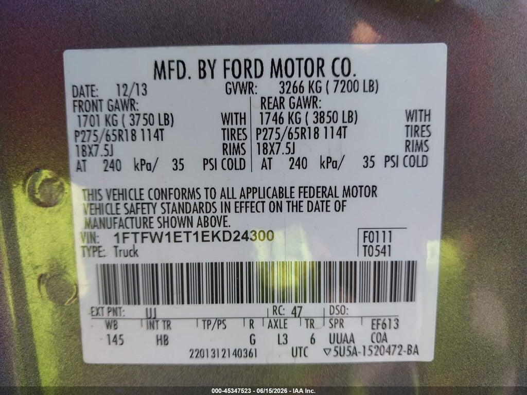 1FTFW1ET1EKD24300 2014 FORD F-150 photo no. 9