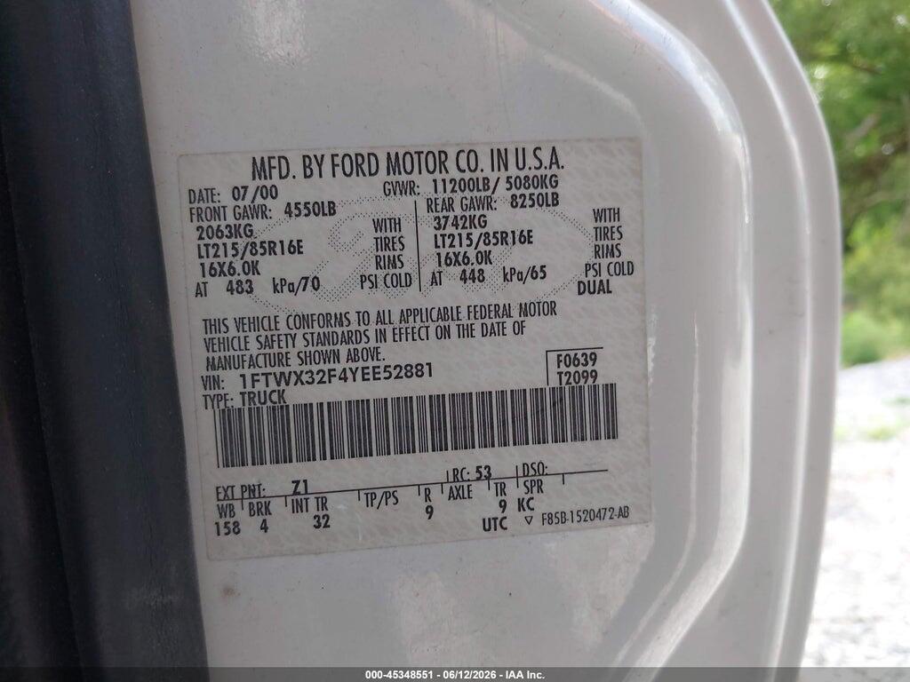 1FTWX32F4YEE52881 2000 FORD F-350 photo no. 6