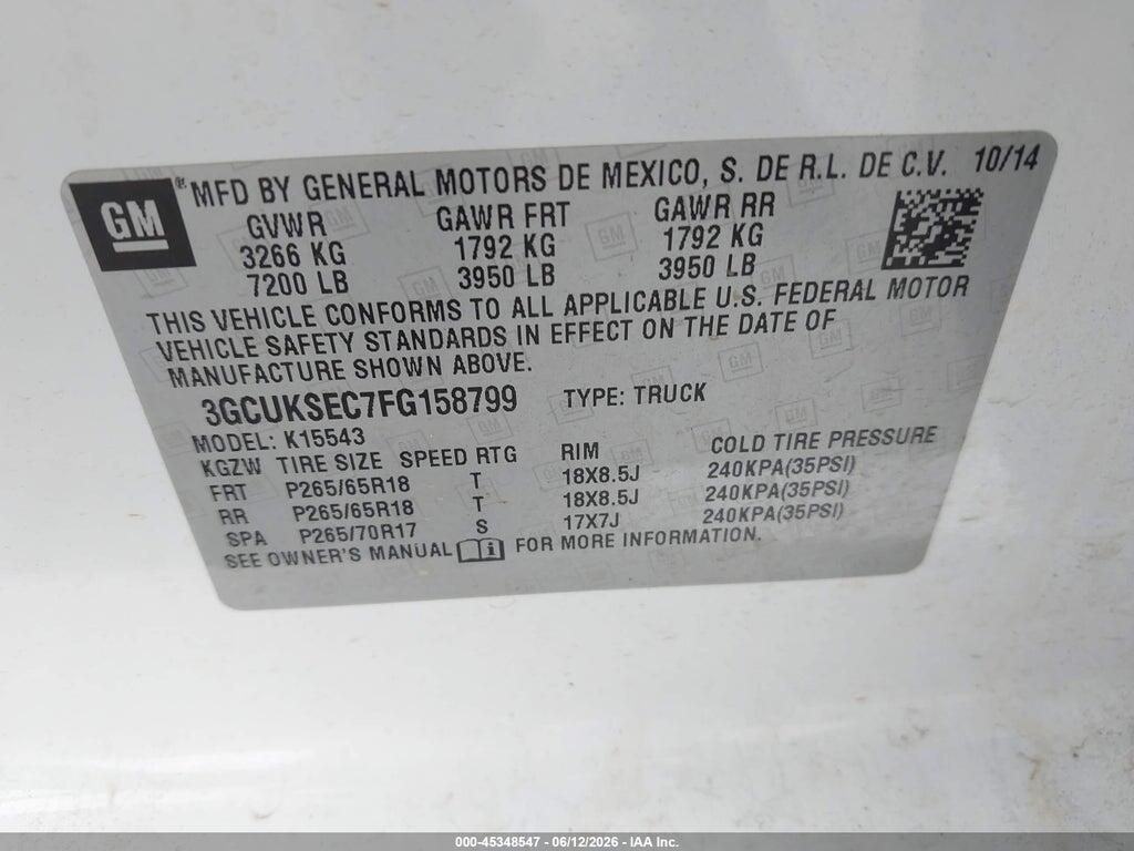 3GCUKSEC7FG158799 2015 CHEVROLET SILVERADO 1500 photo no. 9