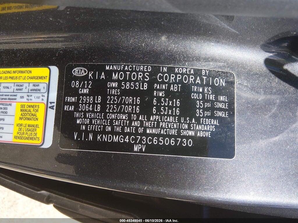 KNDMG4C73C6506730 2012 KIA SEDONA photo no. 9