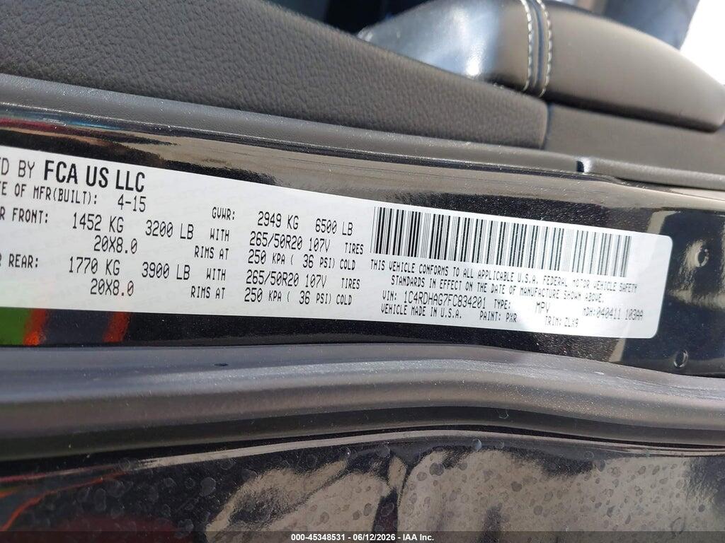1C4RDHAG7FC834201 2015 DODGE DURANGO photo no. 9