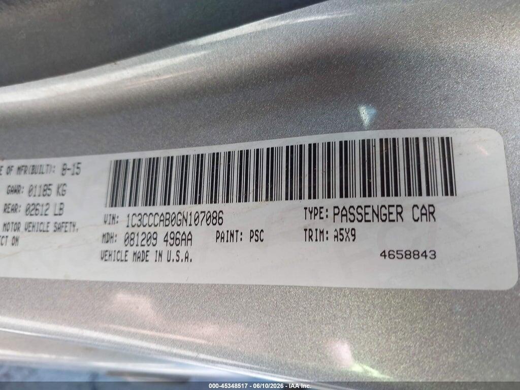 1C3CCCAB0GN107086 2016 CHRYSLER 200 photo no. 9