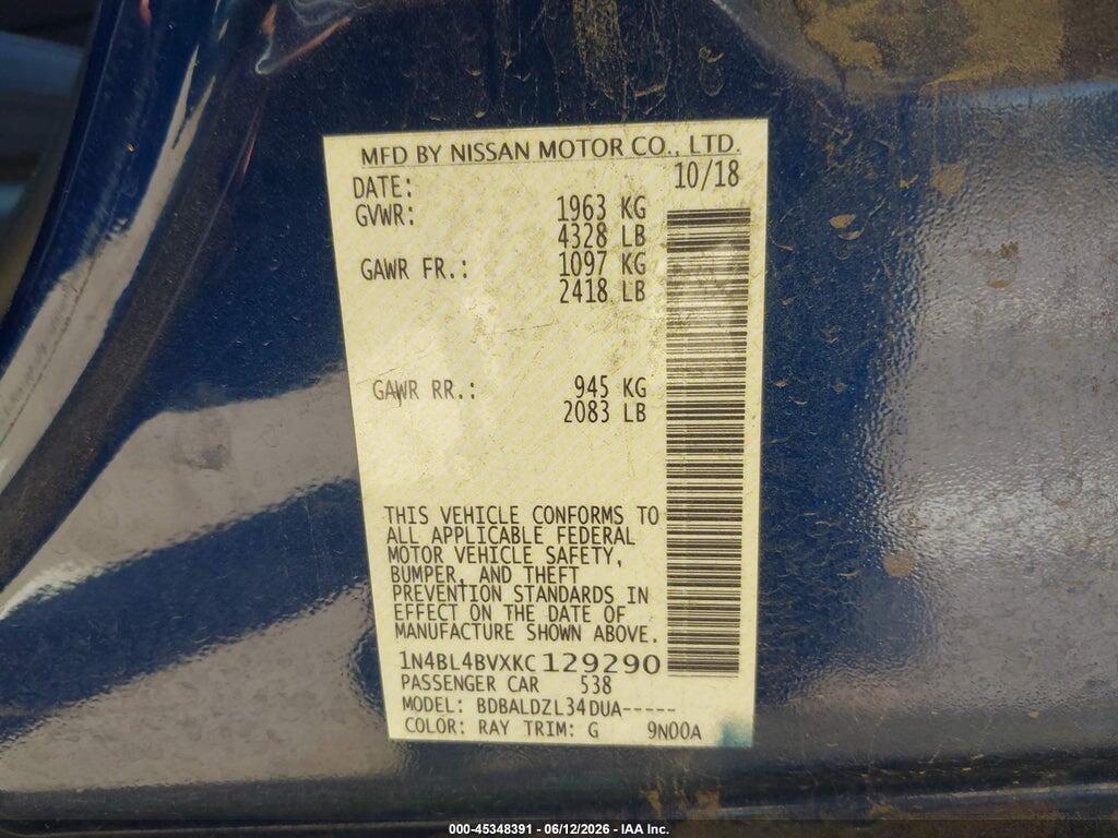 1N4BL4BVXKC129290 2019 NISSAN ALTIMA photo no. 9