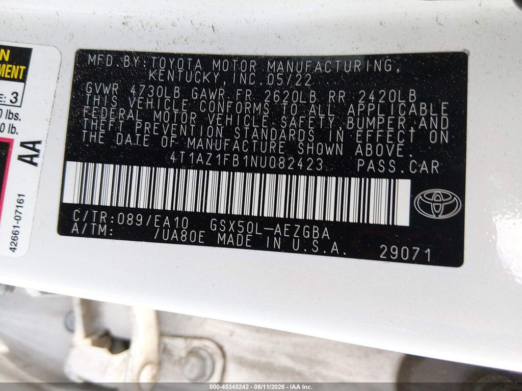 4T1AZ1FB1NU082423 2022 TOYOTA AVALON photo no. 9