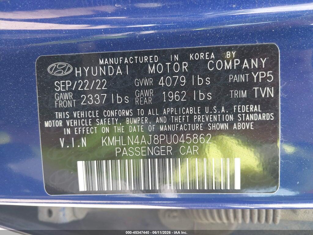 KMHLN4AJ8PU045862 2023 HYUNDAI ELANTRA HYBRID photo no. 9