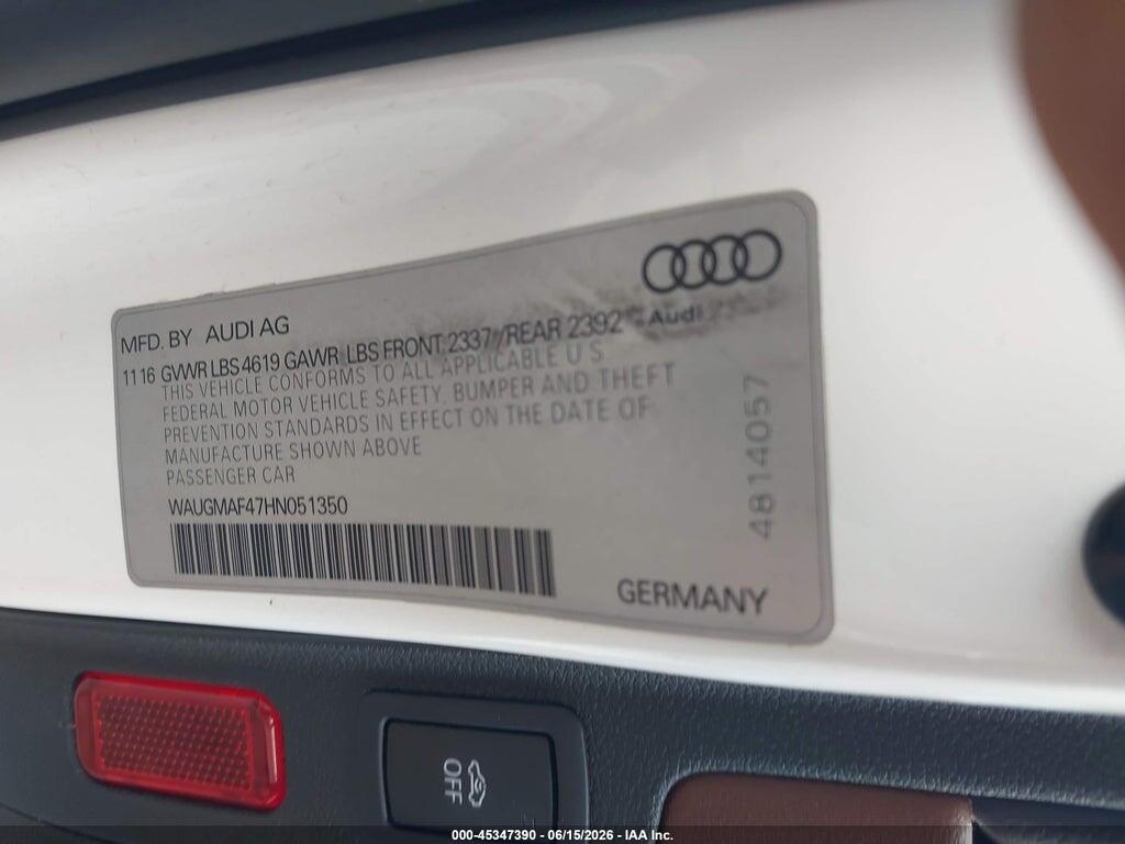 WAUGMAF47HN051350 2017 AUDI A4 photo no. 9