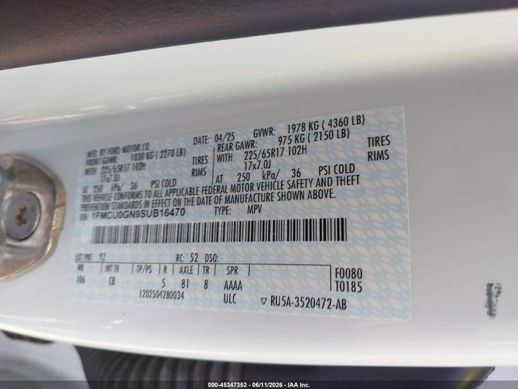 1FMCU0GN9SUB16470 2025 FORD ESCAPE photo no. 9