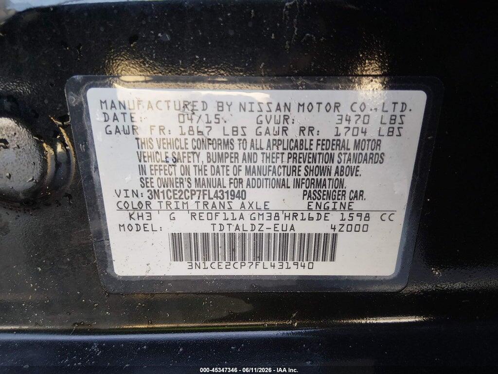 3N1CE2CP7FL431940 2015 NISSAN VERSA NOTE photo no. 9
