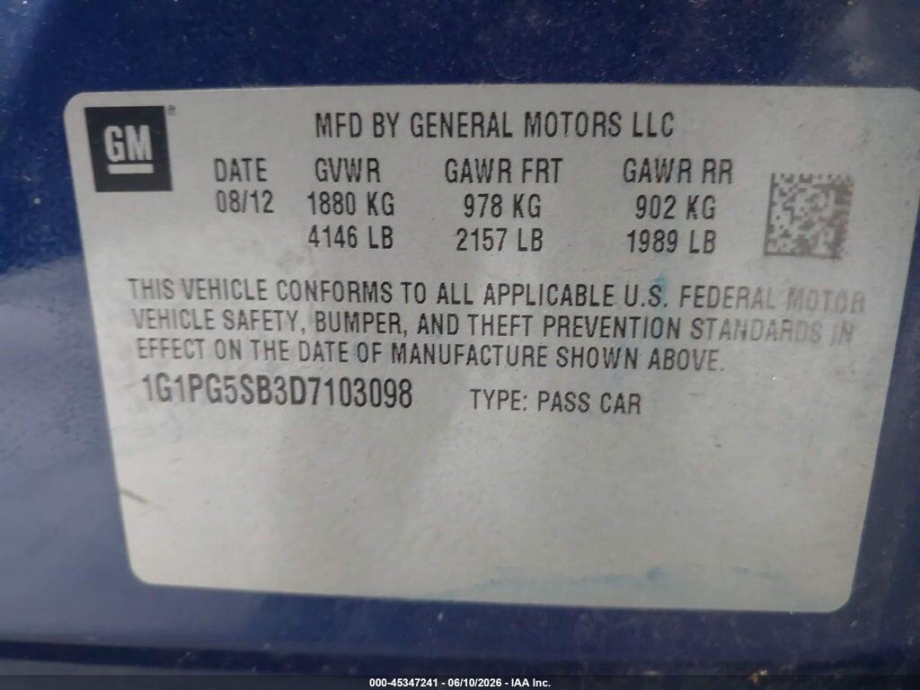 1G1PG5SB3D7103098 2013 CHEVROLET CRUZE photo no. 9