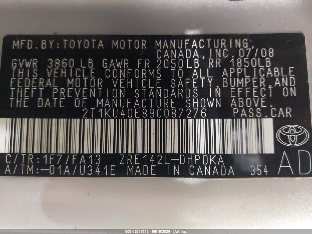 2T1KU40E89C087276 2009 TOYOTA MATRIX photo no. 9