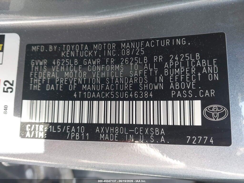 4T1DAACK5SU646384 2025 TOYOTA CAMRY photo no. 9