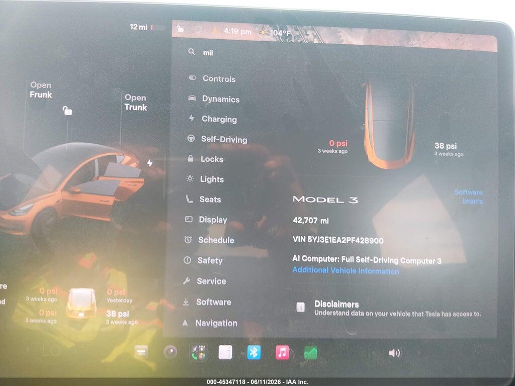 5YJ3E1EA2PF428900 2023 TESLA MODEL 3 photo no. 7