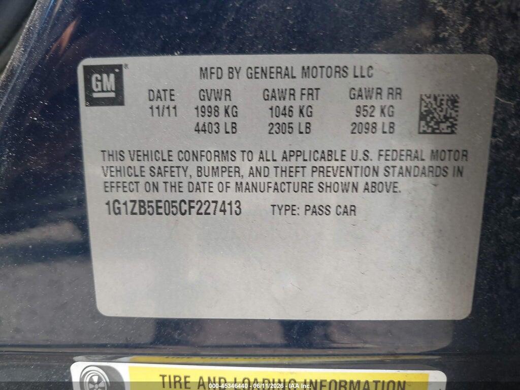 1G1ZB5E05CF227413 2012 CHEVROLET MALIBU photo no. 9