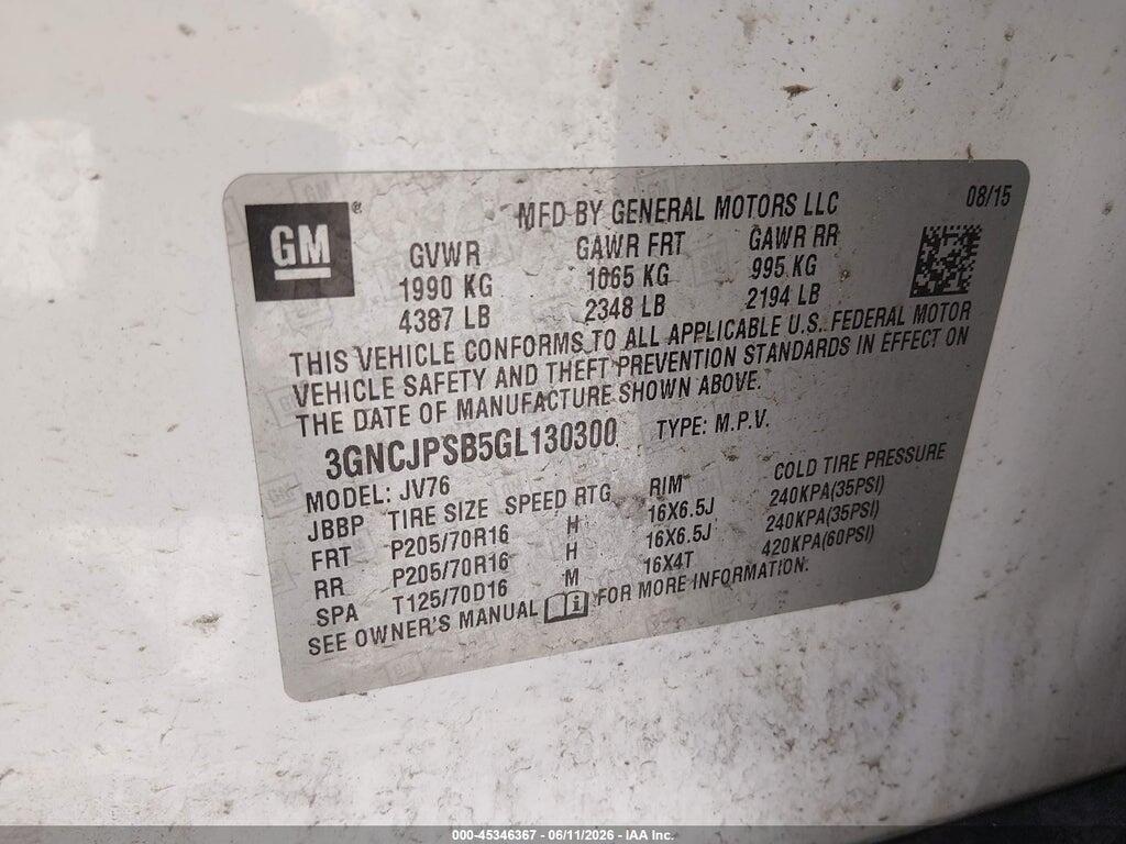 3GNCJPSB5GL130300 2016 CHEVROLET TRAX photo no. 9