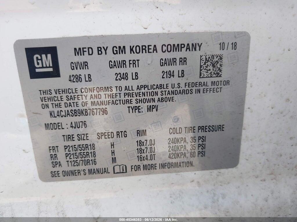 KL4CJASB9KB767796 2019 BUICK ENCORE photo no. 9