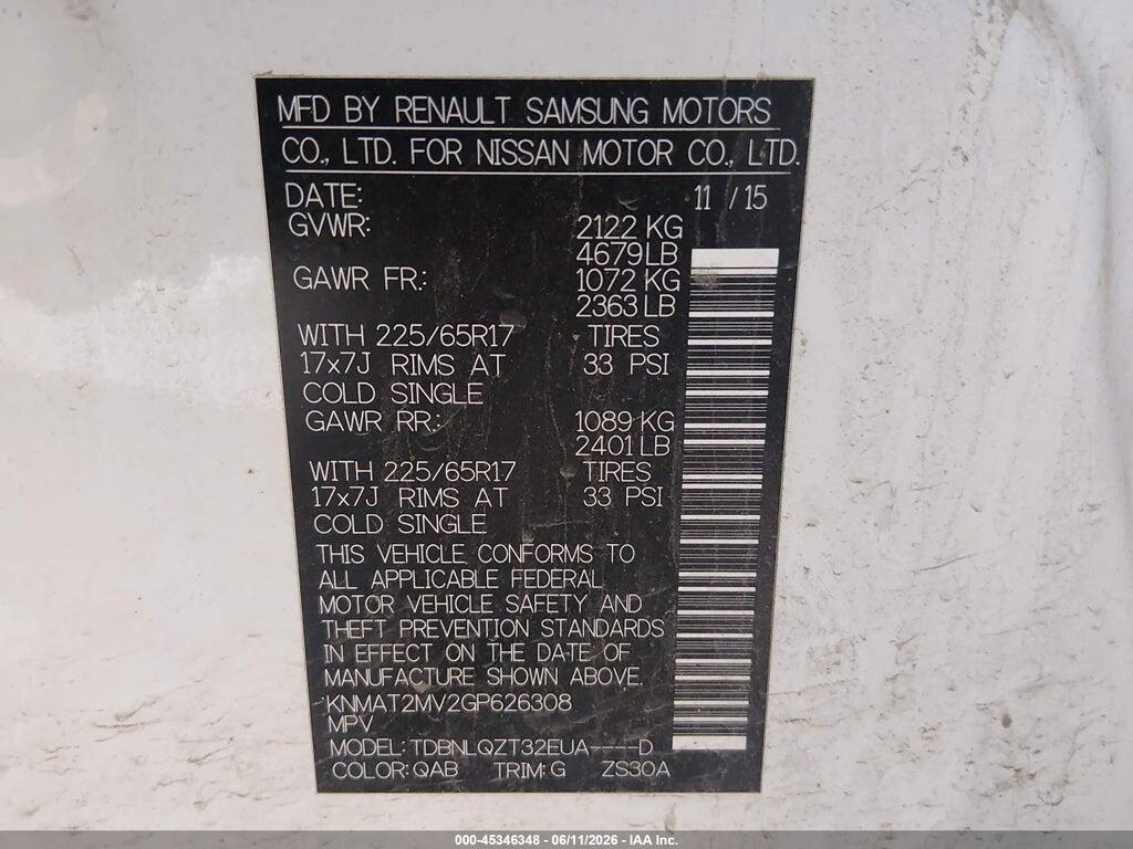 KNMAT2MV2GP626308 2016 NISSAN ROGUE photo no. 9