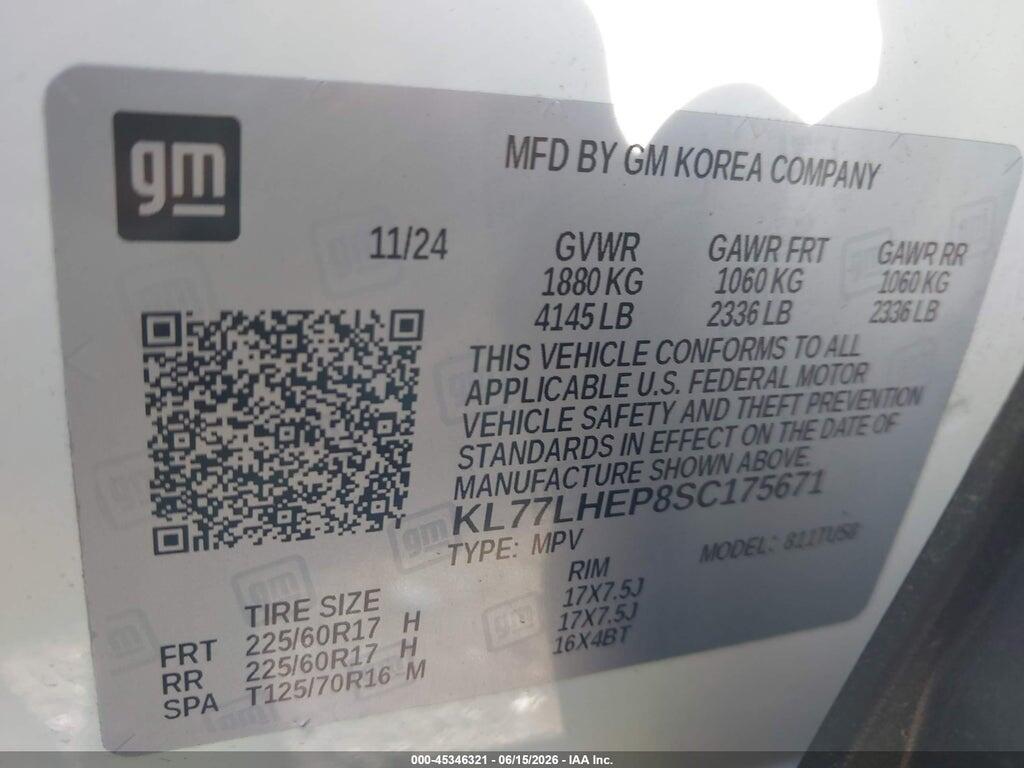 KL77LHEP8SC175671 2025 CHEVROLET TRAX photo no. 9