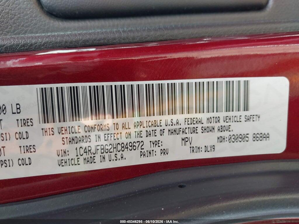 1C4RJFBG2HC849672 2017 JEEP GRAND CHEROKEE photo no. 9