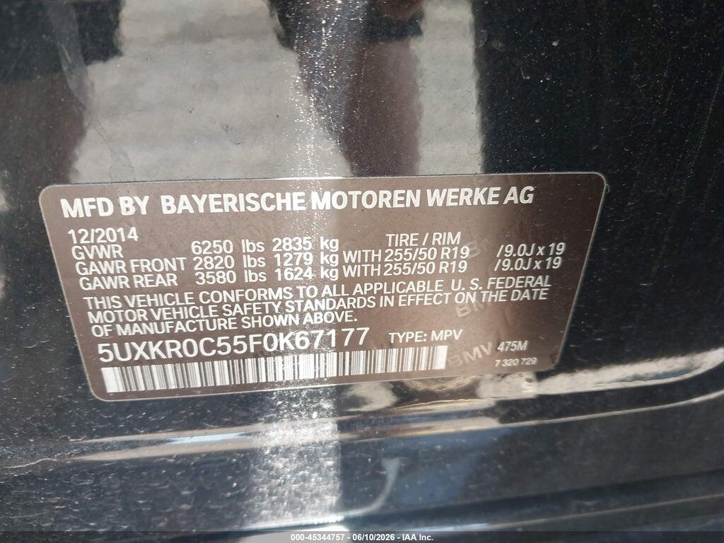5UXKR0C55F0K67177 2015 BMW X5 photo no. 9