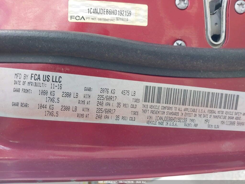 1C4NJDEB6HD192159 2017 JEEP COMPASS photo no. 9