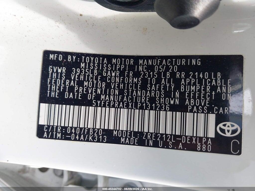 5YFEPRAEXLP131236 2020 TOYOTA COROLLA photo no. 9
