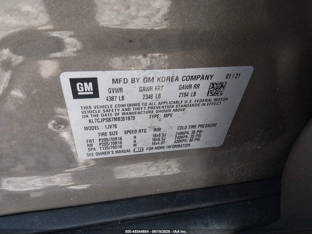 KL7CJPSB7MB351870 2021 CHEVROLET TRAX photo no. 9