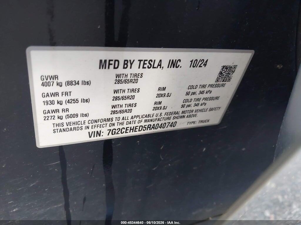 7G2CEHED5RA040740 2024 TESLA CYBERTRUCK photo no. 9