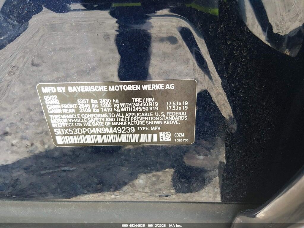 5UX53DP04N9M49239 2022 BMW X3 photo no. 9