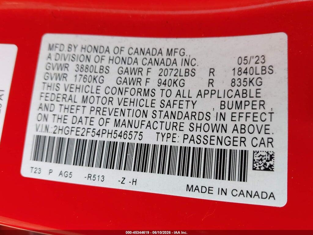 2HGFE2F54PH546575 2023 HONDA CIVIC photo no. 9