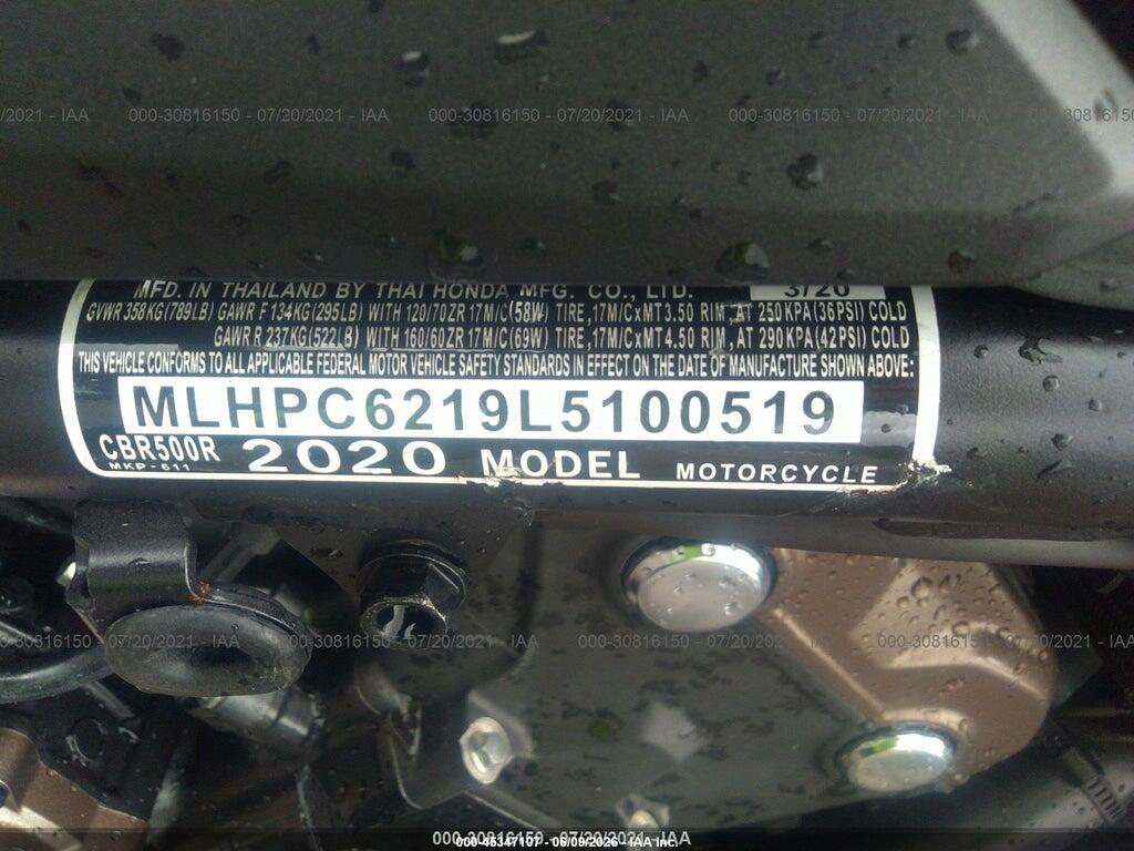 MLHPC6219L5100519 2020 HONDA CBR500 photo no. 10