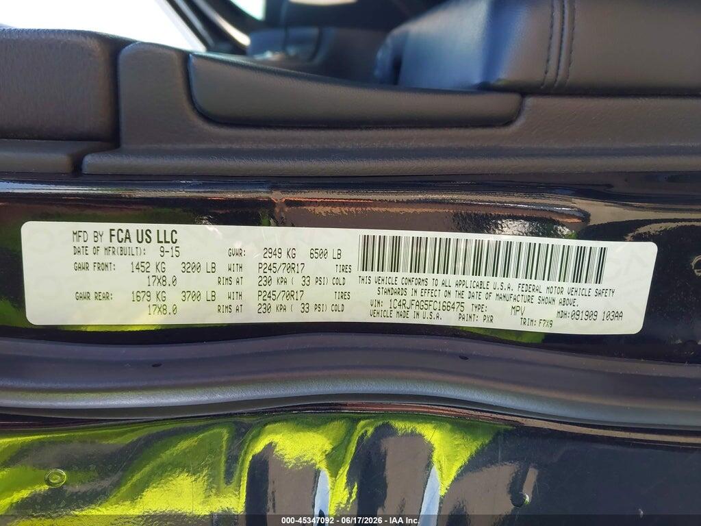 1C4RJFAG5FC166475 2015 JEEP GRAND CHEROKEE photo no. 9