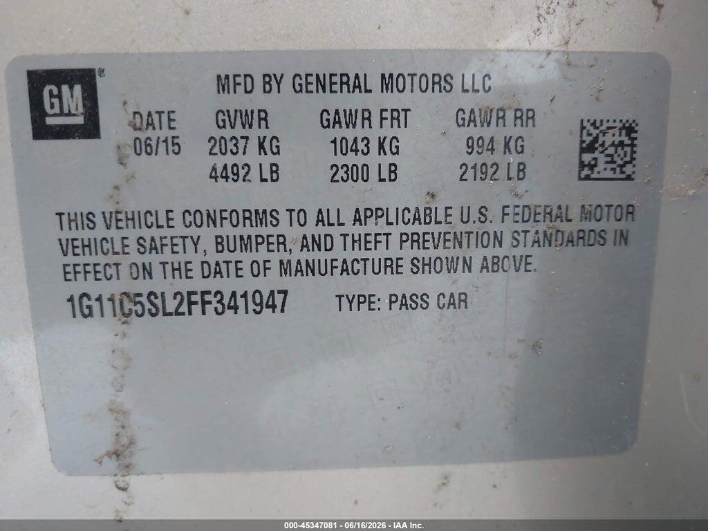 1G11C5SL2FF341947 2015 CHEVROLET MALIBU photo no. 9