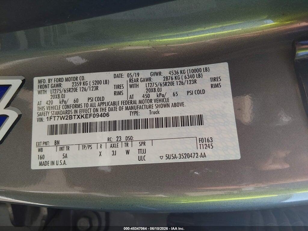 1FT7W2BTXKEF09406 2019 FORD F-250 photo no. 9