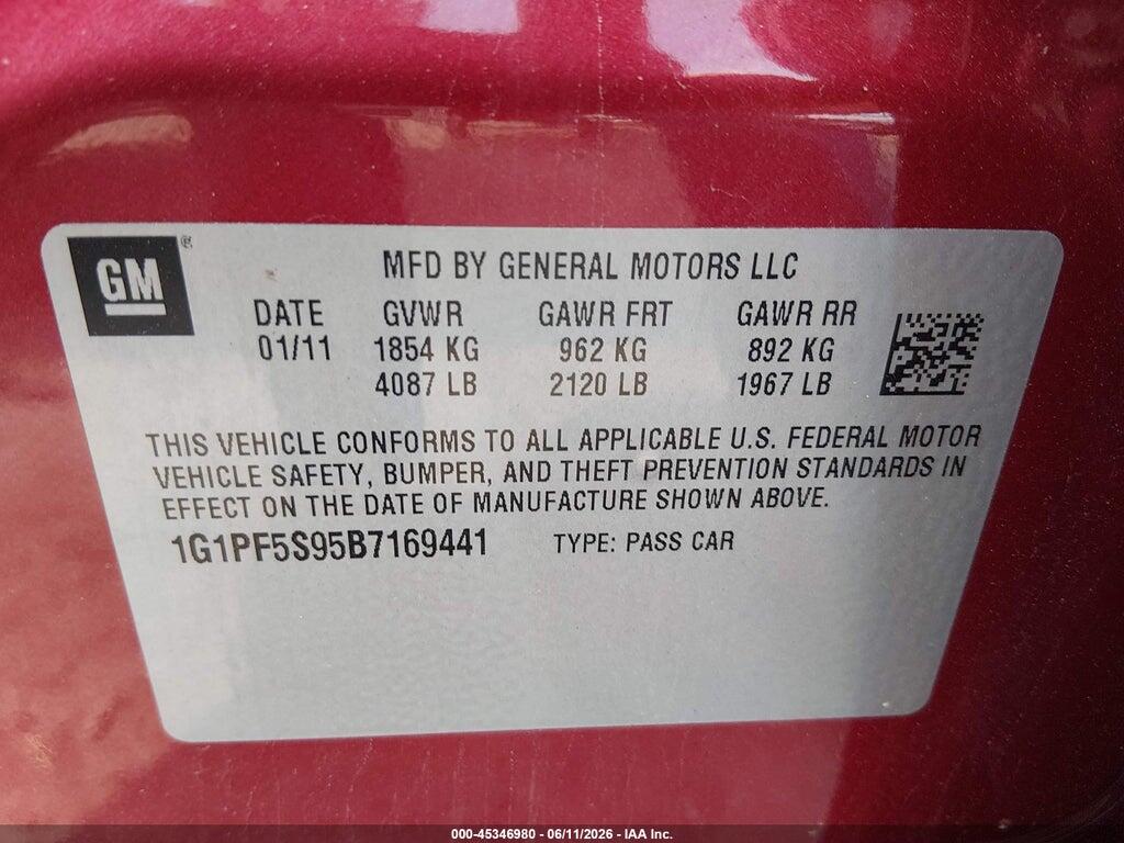 1G1PF5S95B7169441 2011 CHEVROLET CRUZE photo no. 9