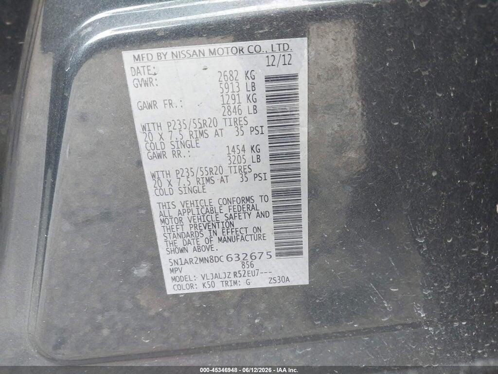 5N1AR2MN8DC632675 2013 NISSAN PATHFINDER photo no. 9