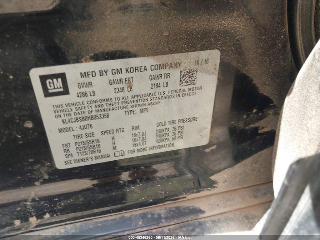 KL4CJBSB0HB053358 2017 BUICK ENCORE photo no. 9