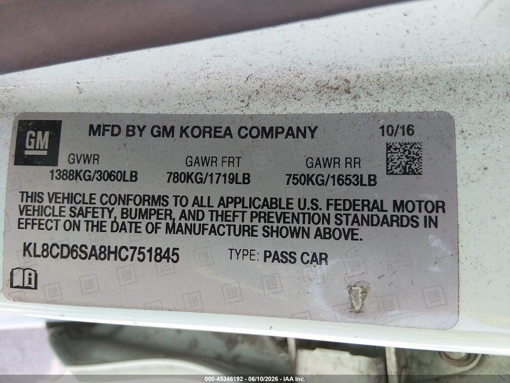 KL8CD6SA8HC751845 2017 CHEVROLET SPARK photo no. 9