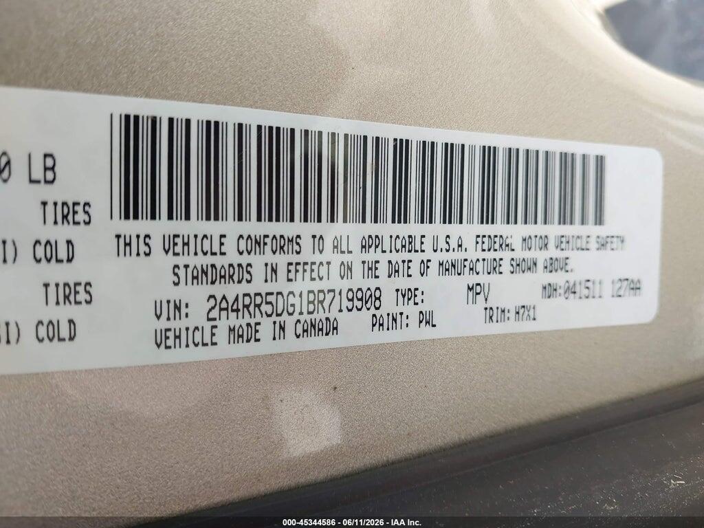 2A4RR5DG1BR719908 2011 CHRYSLER TOWN & COUNTRY photo no. 9