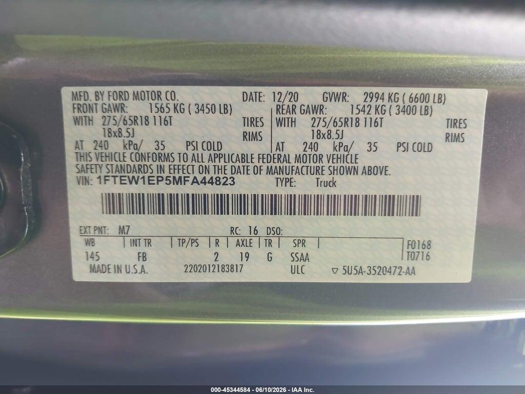 1FTEW1EP5MFA44823 2021 FORD F-150 photo no. 9