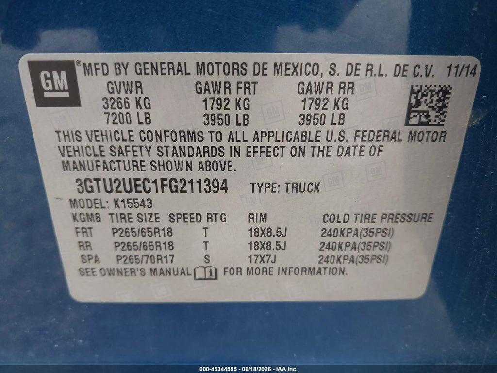 3GTU2UEC1FG211394 2015 GMC SIERRA 1500 photo no. 9
