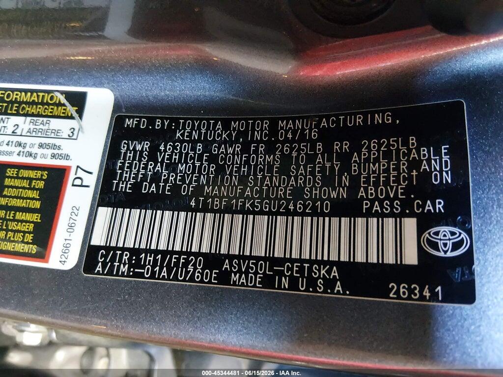 4T1BF1FK5GU246210 2016 TOYOTA CAMRY photo no. 9