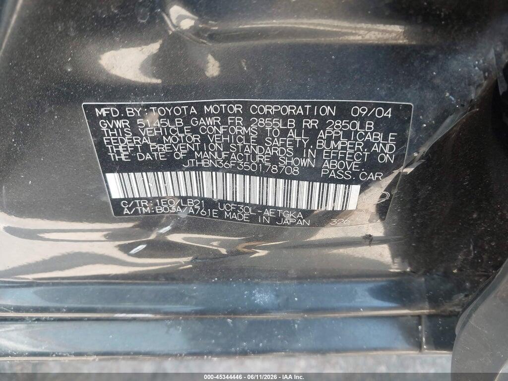 JTHBN36F350178708 2005 LEXUS LS 430 photo no. 9