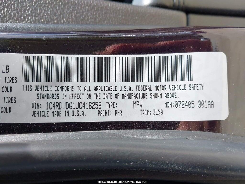 1C4RDJDG1JC416258 2018 DODGE DURANGO photo no. 9