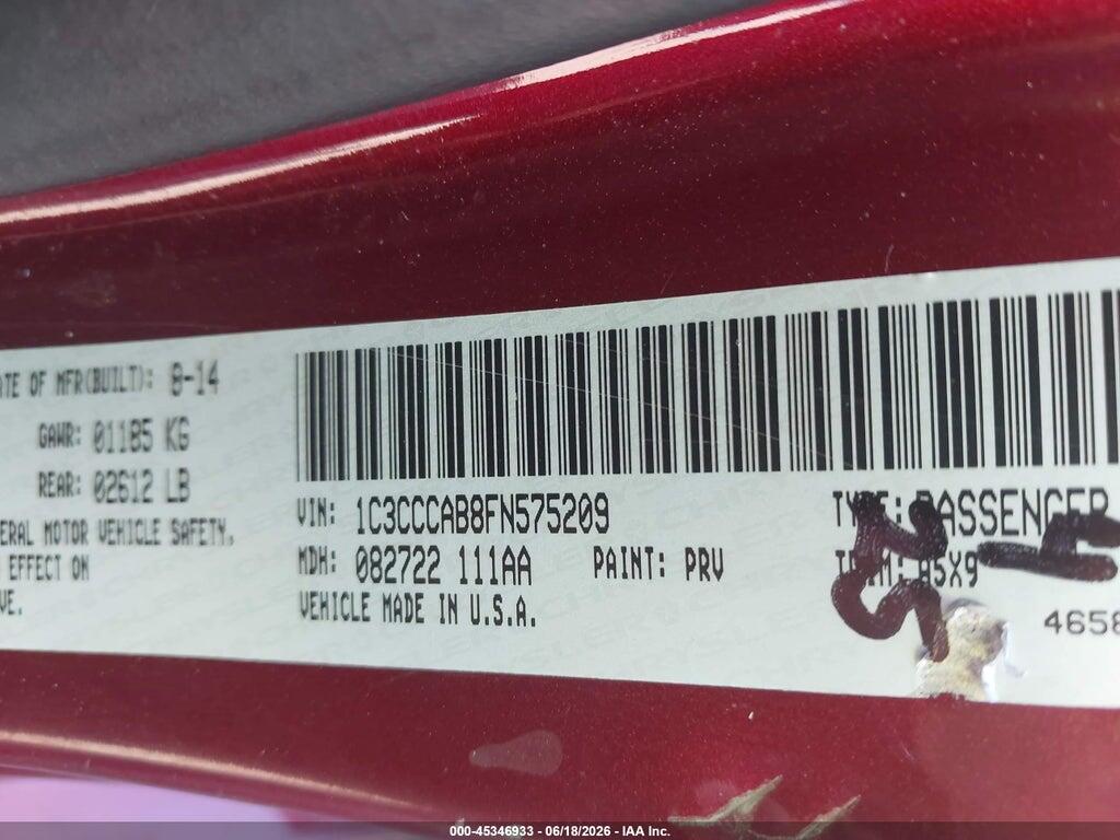 1C3CCCAB8FN575209 2015 CHRYSLER 200 photo no. 9