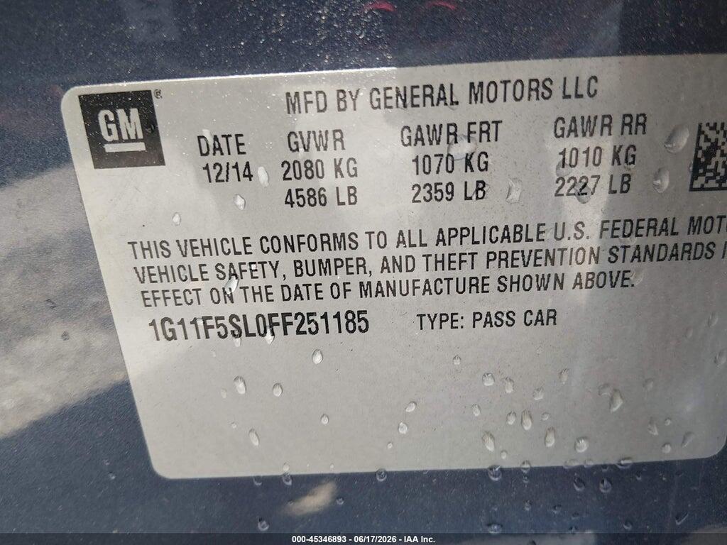1G11F5SL0FF251185 2015 CHEVROLET MALIBU photo no. 9