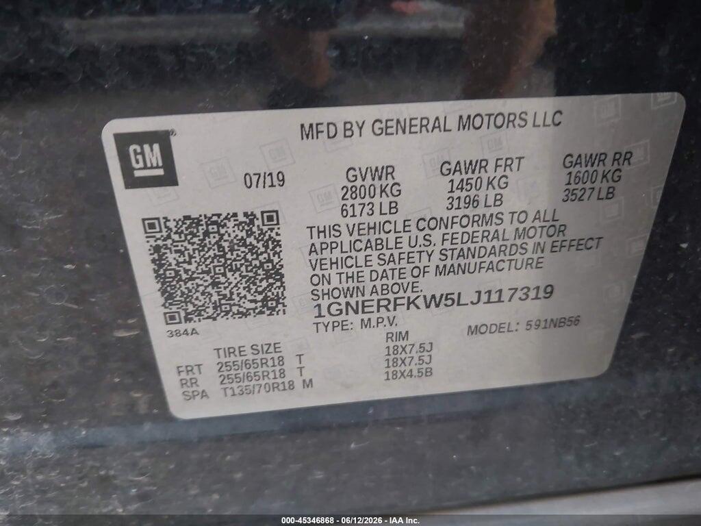 1GNERFKW5LJ117319 2020 CHEVROLET TRAVERSE photo no. 9