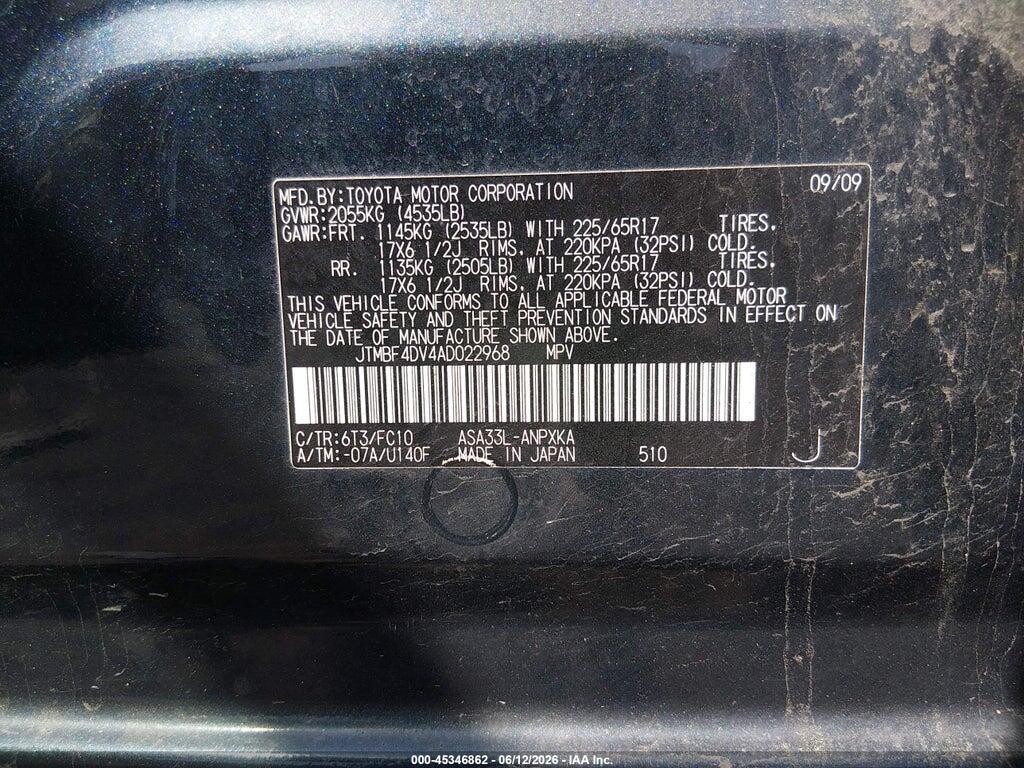 JTMBF4DV4AD022968 2010 TOYOTA RAV4 photo no. 9