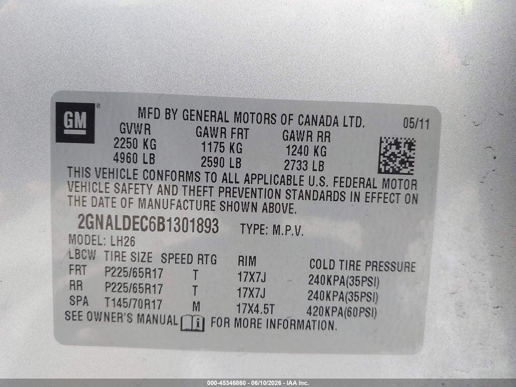 2GNALDEC6B1301893 2011 CHEVROLET EQUINOX photo no. 9